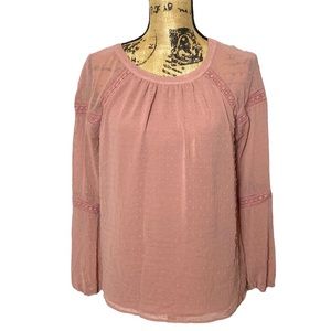 Pink Boho Long Sleeve Blouse S